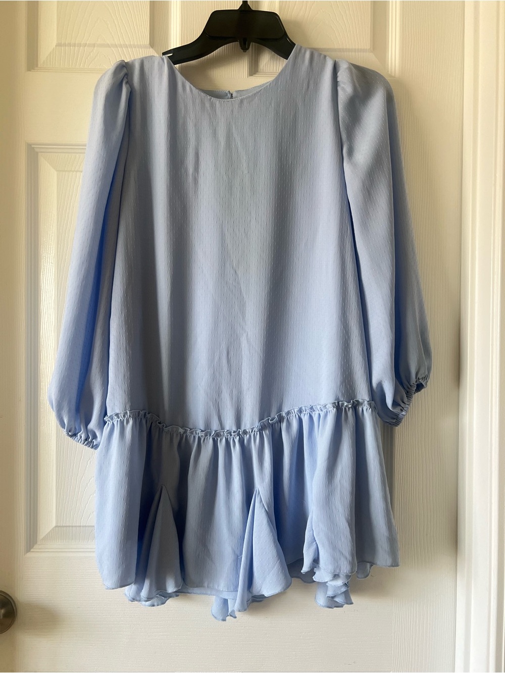 Gianni Bini Pale Blue Puff Sleeve Ruffle Dress
